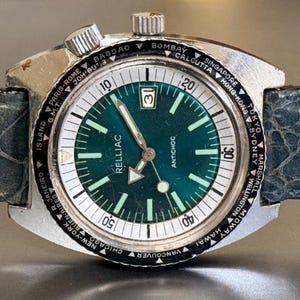 Vintage Relliac GMT Compressor Skin Diver Watch Men 38mm Green Dial Hulk Automatic Retro