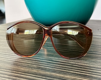 Vintage Jean Patou Paris Sunglasses Brown Frame Large Retro Fashion Eyewear Designer Shades