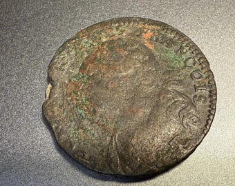 Antique 1791 French Coin 12 Deniers King Louis XVI Vintage Collectible Old Currency