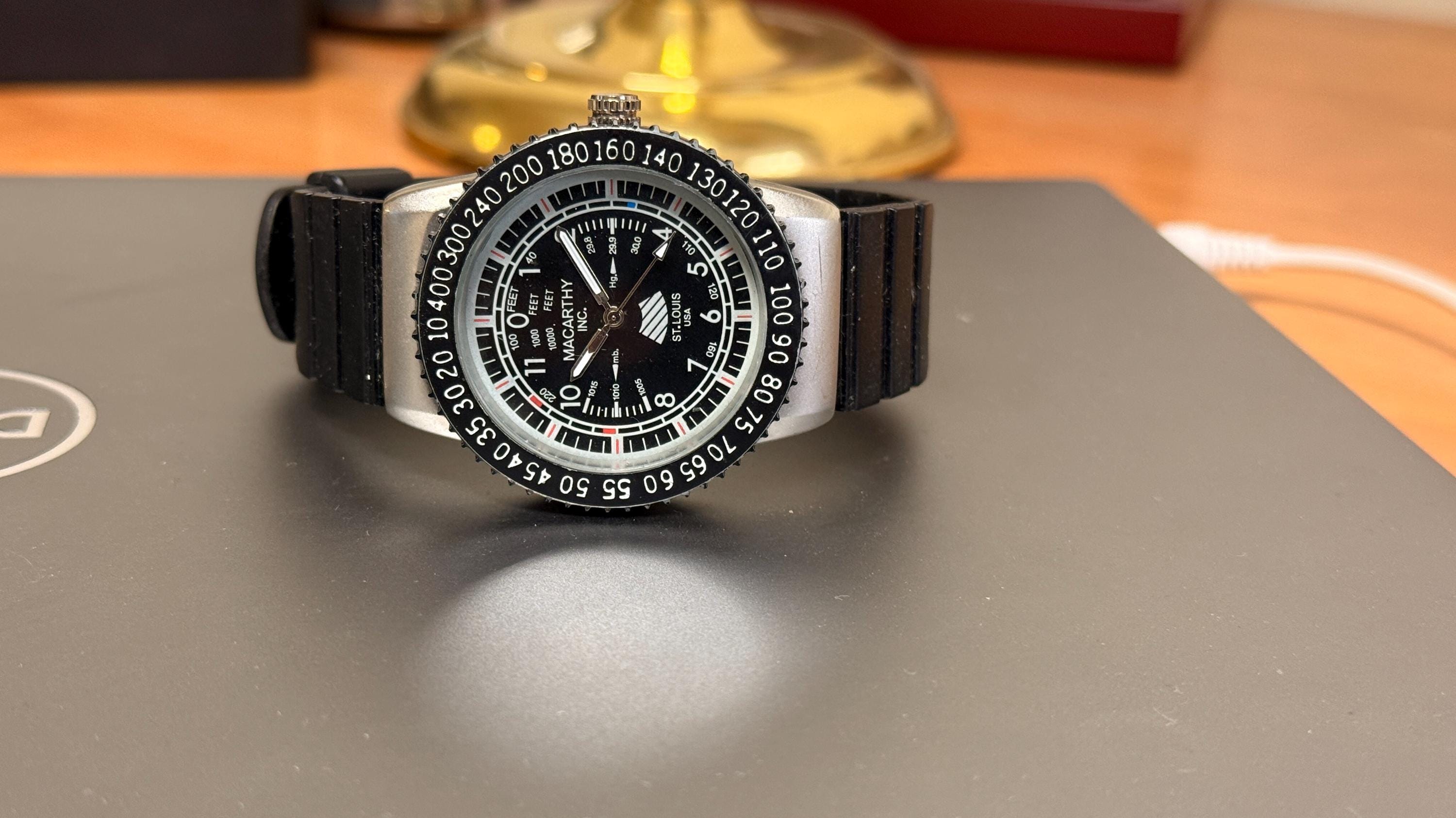 Pilot Aviator Men’s Watch Macarthy St Louis USA 40mm Quartz Altimeter Dial Military Style