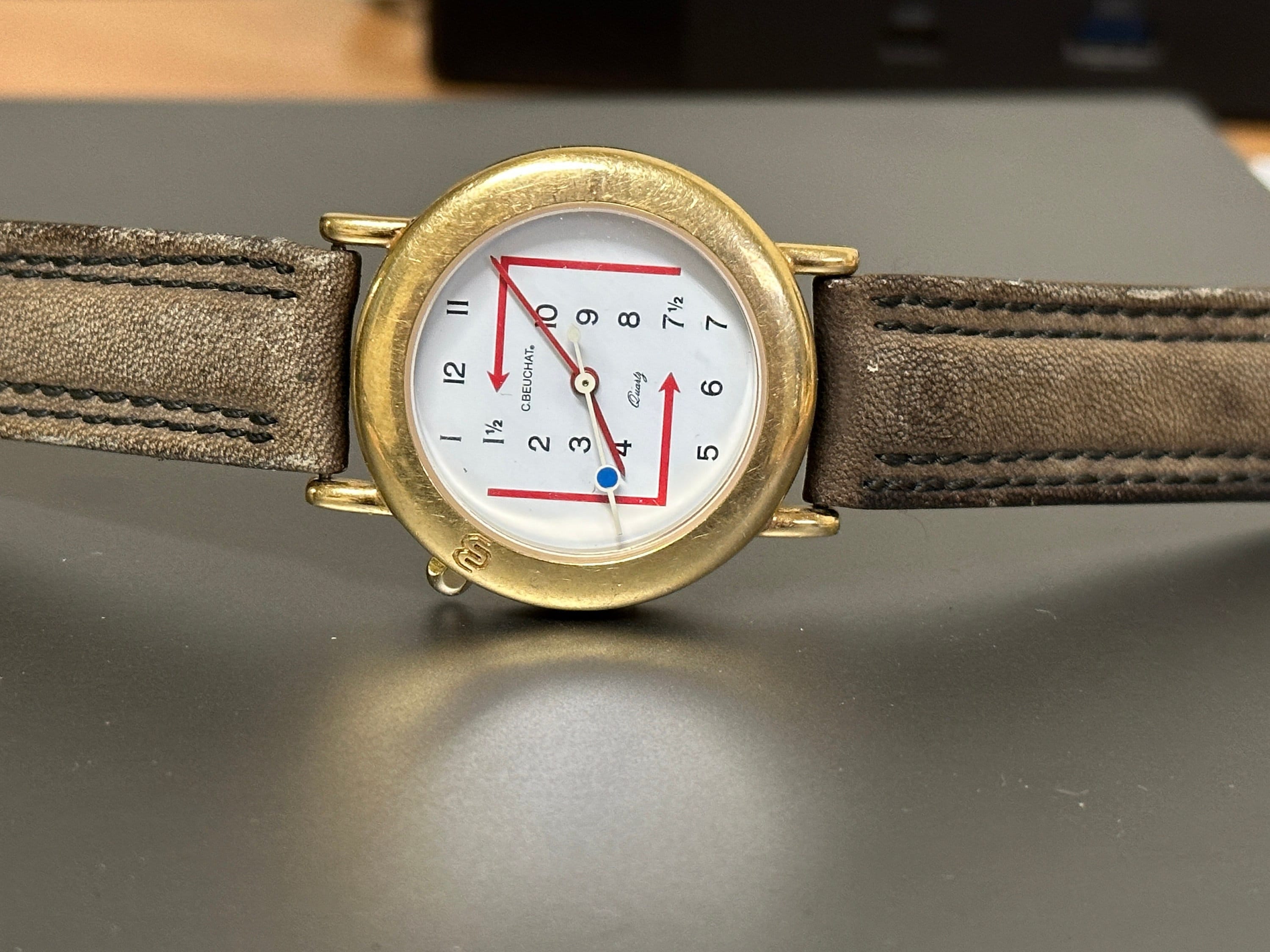 Montre Beuchat Quartz Homme - Cadran Rouge, Bracelet D'Origine, Modèle Diver