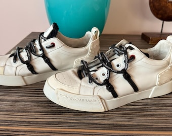 Dolce & Gabbana Portofino Low-Top Sneakers White Size 42 EU 10 US Designer Shoes