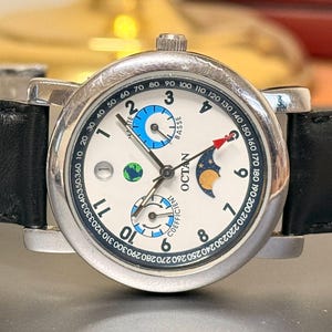 Octan Paris – seltene Mondphasen-Herrenuhr, 35-mm-Vintage-Chronograph für Piloten, Armbanduhr im Militärstil, von der Luftfahrt inspirierter Zeitmesser