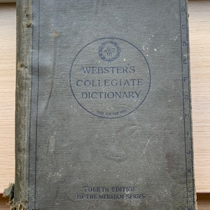 Antique Dictionary: Webster&#39;s Collegiate 1923 & Merriam Series Champion Speller, Vintage Reference Book Collectible