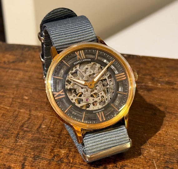 Pierre Lannier Men's Automatic Skeleton Dial Watch, Classic Dress