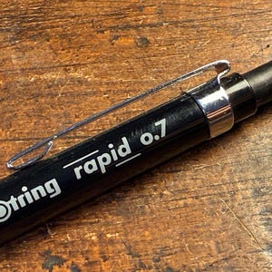 Rotring Rapid 0,7 mm vulpotlood, zwarte kleur, Duitsland, precisiegereedschap voor tekenen en schrijven, vintage kunstbenodigdheden