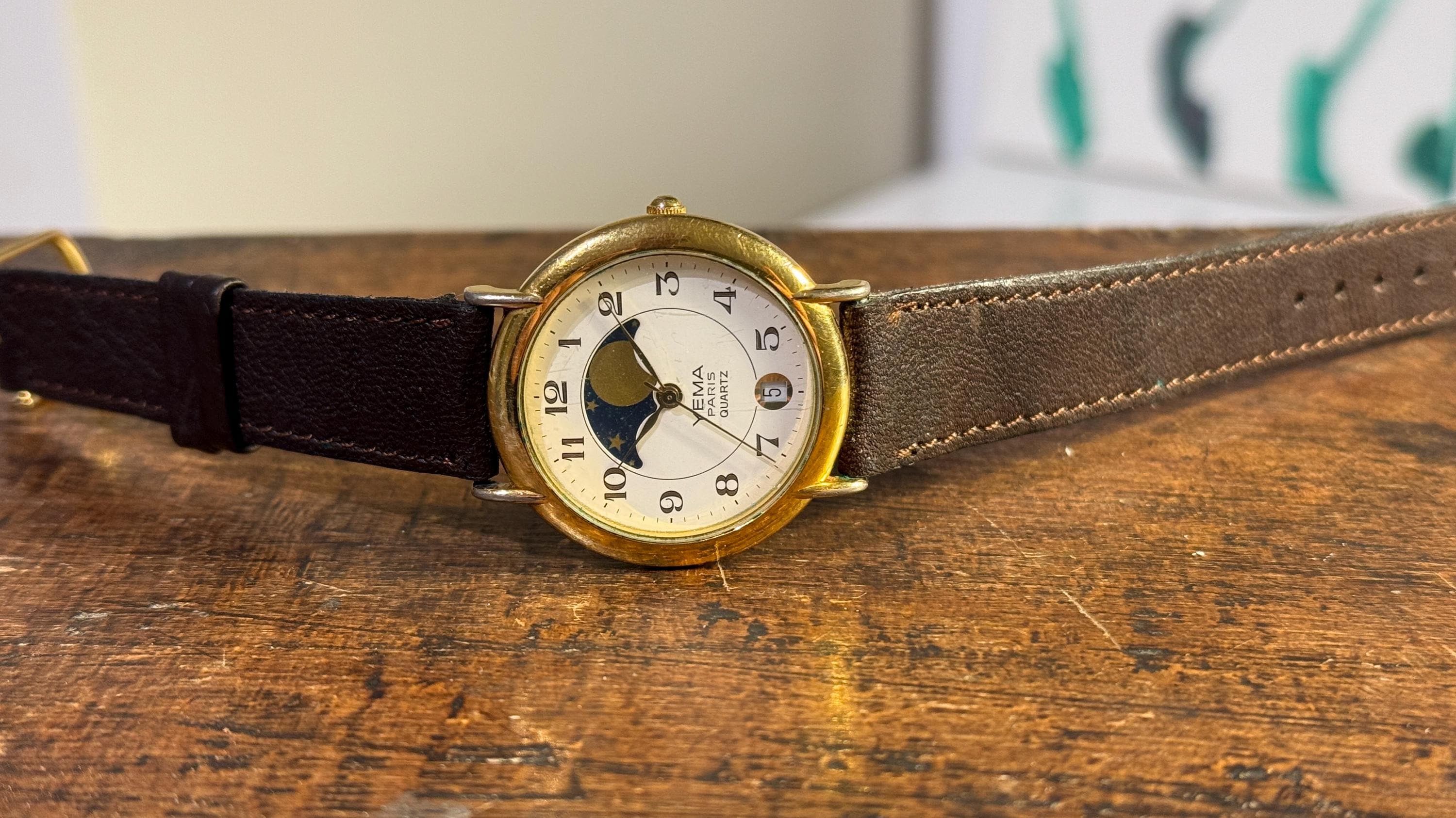 Yema Paris Orologio Vintage con Calendario delle Fasi Lunari