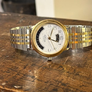 Pratina Day Date Quartz Watch, Vintage Unisex Gold Tone Timepiece, Classic Retro Style for Men & Women, Luxury Gold Watch Gift