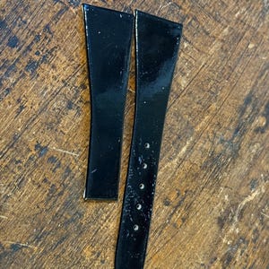 Cinturino Omega vintage, 20 mm, nero, nuovo, fondo di magazzino, per chiusura deployante.