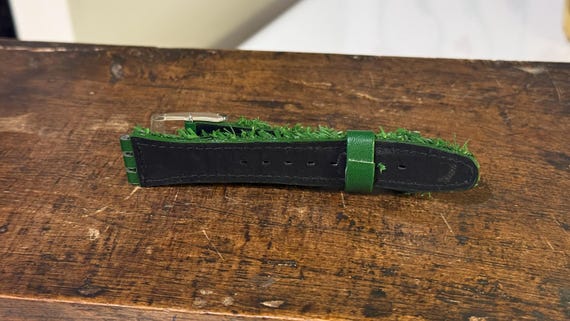 Swatch watch strap replacement, green textured si… - image 2