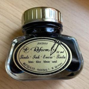 Vintage Reform-inktblauw, Made in Germany, verzamelbare peninkt, schrijfbenodigdheden, kalligrafiecadeau, retro kantoorinrichting