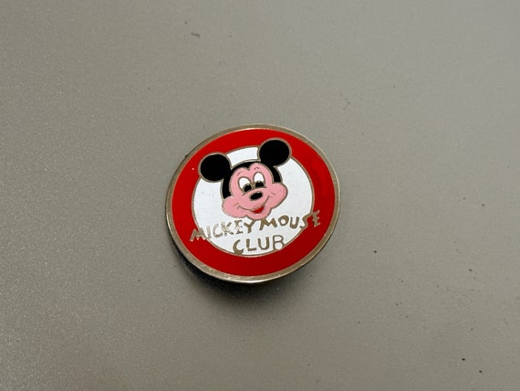 Vintage Mickey Mouse Club Pin Badge, Collectible, Gold Design