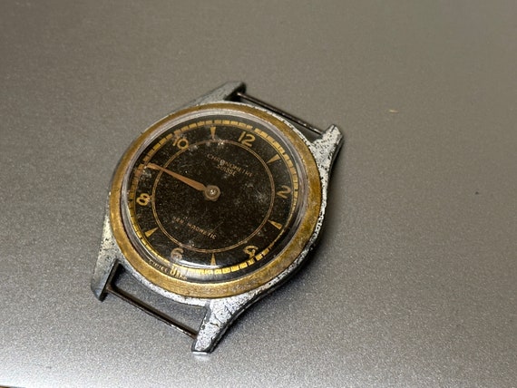 Vintage Chronometre Suisse Military Men’s Watch WWI Black Dial Rare Trench Jumbo 37mm