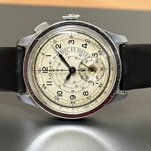 Orologio da pilota monopulsante Telemetre Lonar vintage / Militare 34 mm / Condizioni superbe, classico senza tempo per collezionisti