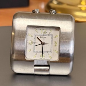 Orologio da tavolo con sveglia al quarzo vintage Tissot, raro orologio retrò da collezione con movimento ETA