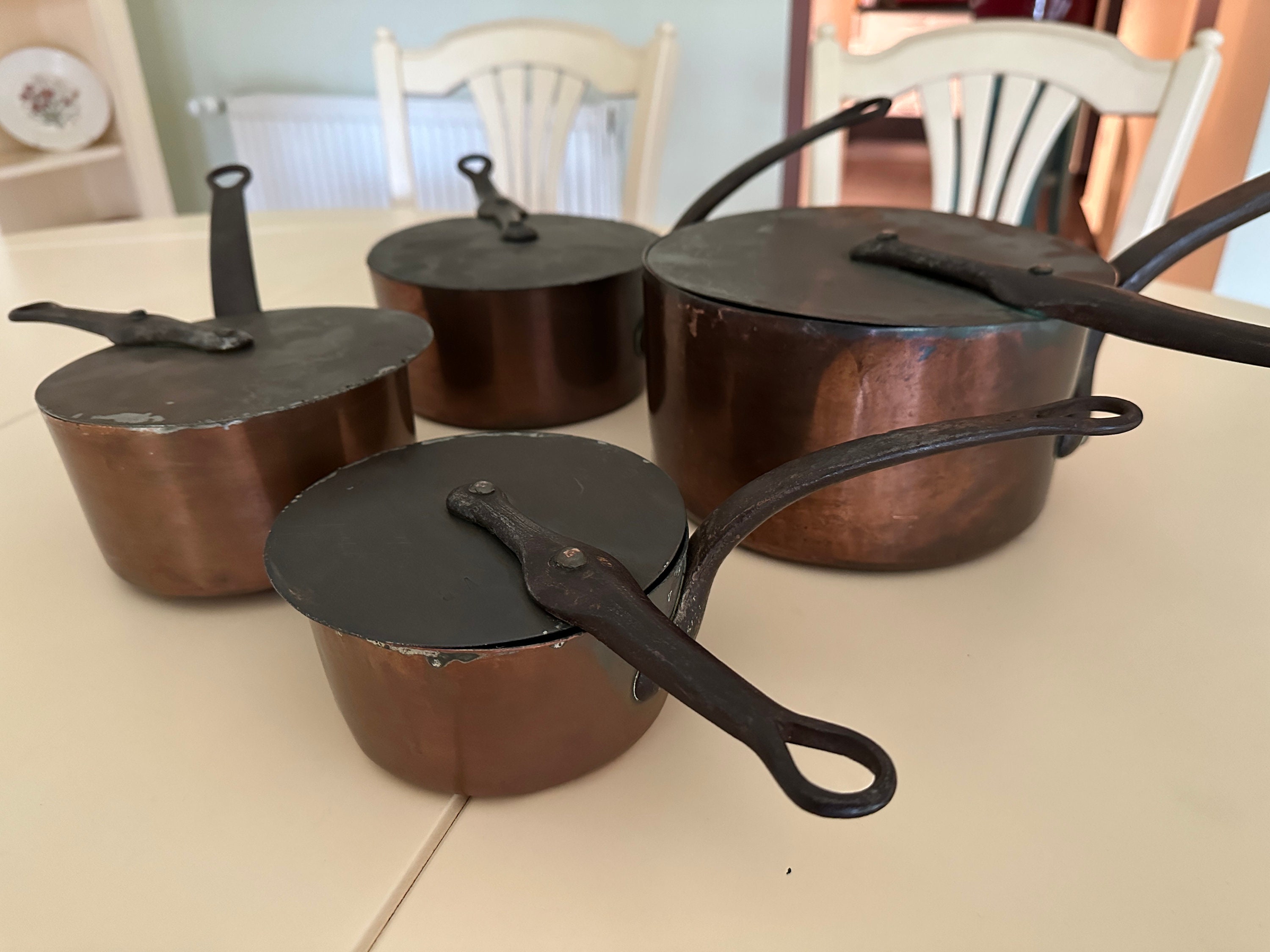 11 Inch Pizza Copper Flat Pan Copper or Copper Skillet and Brass Hangable  Copper Kitchen Decor Pan Set With Brass Handle Unique Pan 
