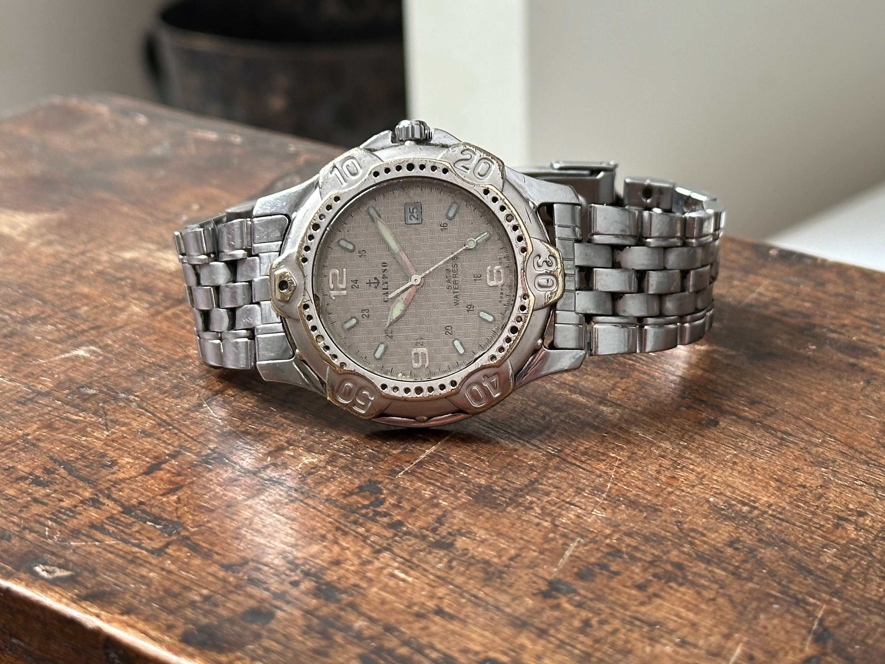 Reloj de buceo de cuarzo vintage Calypso con caja de acero