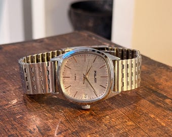 Men's Poljot Watch 1970s Mechanical Vintage SS Bracelet Classic Russian Timepiece