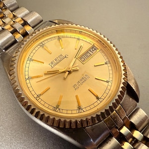 Paladin Automatic Men’s Watch 36mm Gold Tone Fluted Bezel Day Date Classic Luxury Timepiece