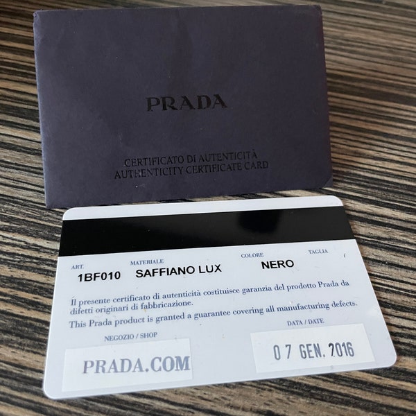 Prada Authenticity Card - Etsy