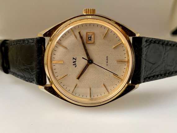 Prachtige Jaz vintage mechanische mannen horloge vergulde | Etsy België