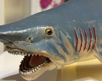 【希少2体セット】ハワイ購入 ガラスのサメ 置物 20年前のヴィンテージ ヴィンテージ 中国製 ハンマーヘッドシャーク - PVC プラスチック サメ