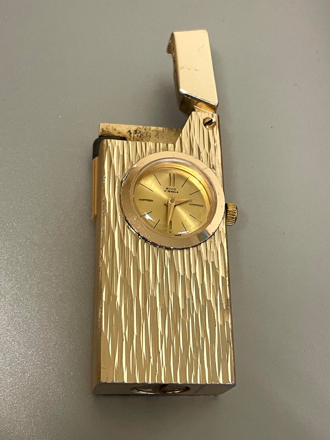 Rivo vintage watch lighter rare swiss made clock gold color Etsy