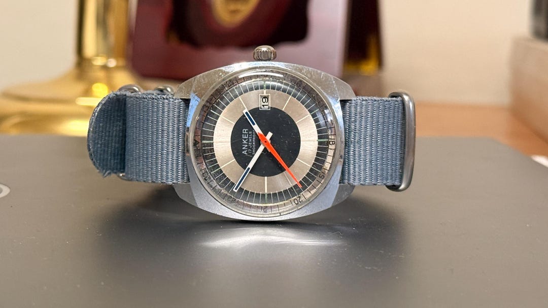 Vintage Anker Mechanical Watch Blue Dial 36mm, Retro Men's Wristwatch ...