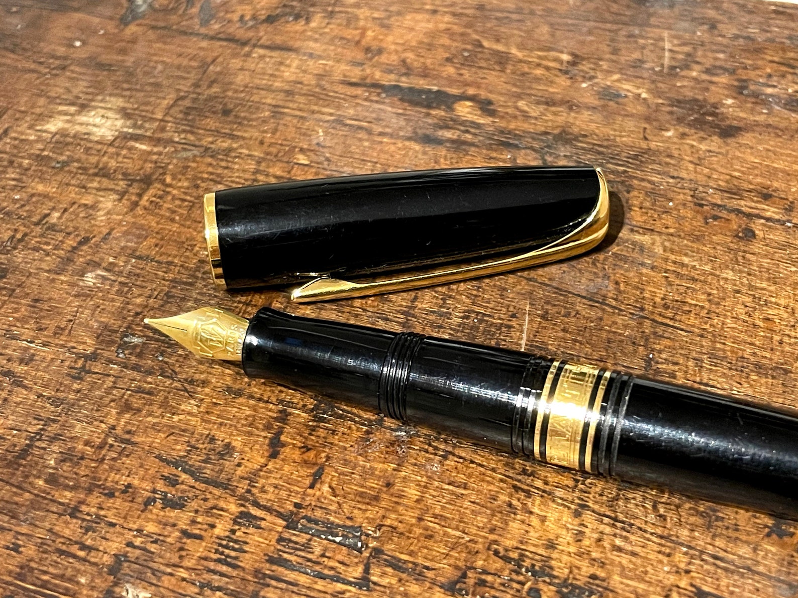 Waterman Charleston barrell fountain pen gold nib 750 black | Etsy