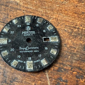 Vintage Mortima Super Datomatic Watch Dial Black | Spare Parts for Repair & Restoration