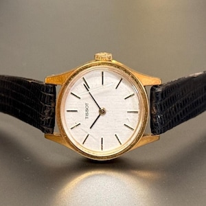 Vintage Tissot dress watch, women&#39;s gold plated mechanical wristwatch, Swiss made retro ladies watch, manual wind classic fashion accessory