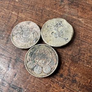 Rare Coins Collection: 1 Pound Set from 1983, 1984  2010 - Vintage Coin Treasures for Collectors & Enthusiasts