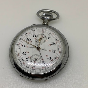Adar Vintage Pocket Chronograph | Rare Antique Military Pocket Watch | Unique Timepiece for Collectors & Gift Ideas