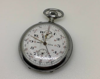 Adar Vintage Pocket Chronograph | Rare Antique Military Pocket Watch | Unique Timepiece for Collectors & Gift Ideas