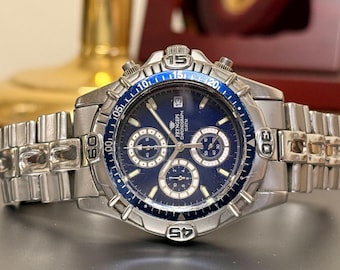 Pryngeps Chronograph Diver Watch, Blue Dial, Stainless Steel