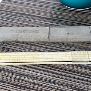 Faber Castell vintage houten liniaal met meetlint en omrekentafel 187 systeem Rietz Collectible Drafting Tool