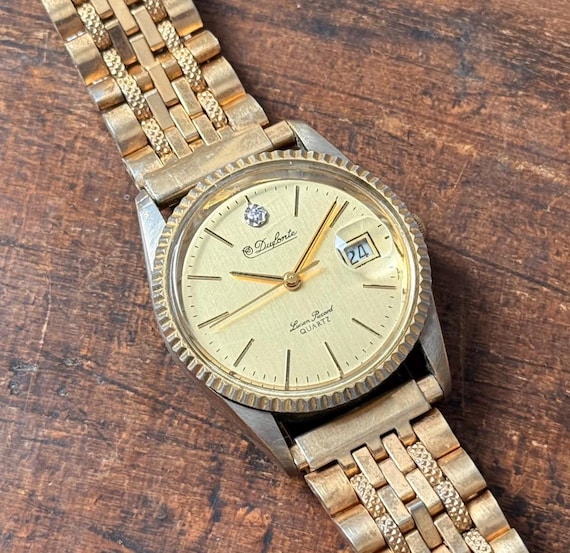 Watch Vintage Lucien Piccard Dufonte Gold Dial, Leather Strap - Etsy