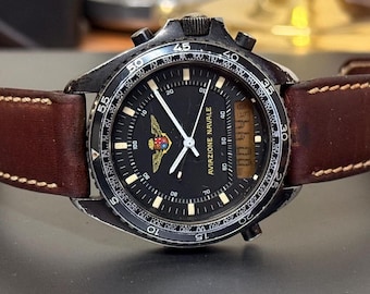 DPW Analog Digital Diver Men's Watch | Navitimer Pluton 4 Stormo Caccia Pilot Jetfighter Aviator Military Timepiece Chronograph diver