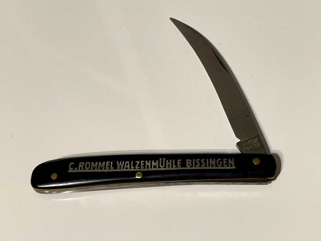 Small Vintage Folding Pocket Knife Curved Blade Rommelmuhle Etsy