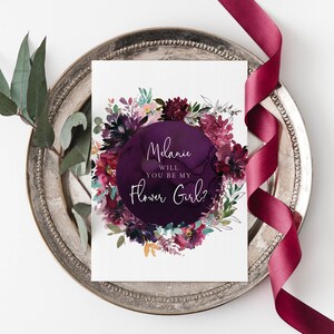 4 modèles de cartes, serez-vous ma demoiselle d’honneur, serez-vous ma demoiselle d’honneur, fille de fleurs, proposition de fête nuptiale, fête nuptiale, mariage boho