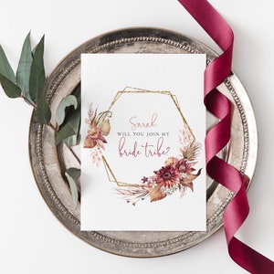 4 conceptions de cartes, Rejoignez ma tribu de mariée, Soyez ma demoiselle d’honneur, Soyez ma demoiselle d’honneur, Fille de fleurs, Proposition de fête nuptiale, Mariage tribal, Africain