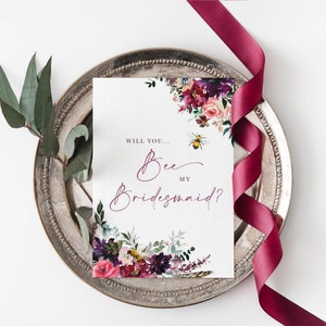 4 modèles de cartes, Rejoignez ma tribu de mariée, Soyez ma demoiselle d’honneur, Soyez ma demoiselle d’honneur, Proposition de fête nuptiale, Mariage d’automne Boho, Bourdon