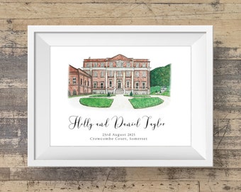 Crowcombe Court, Somerset, Personalised Wedding Gift, Personalised, English Venue, Anniversary Gift, Wedding