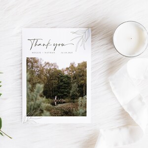 Olive, Wedding Thank You Card, Thank You Card, Personalised Thank You Card, Wedding Thank You Card with Photo, Folded Thank You Card