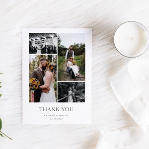 Minimalist, Wedding Thank You Card, Thank You Card, Personalised Thank You Card, Wedding Thank You Card with Photo, Folded Thank You Card