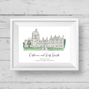 Kings College, Aberdeen, Personalised Wedding Gift, Personalised, Wedding Venue, Scottish Wedding, Castle, Scotland