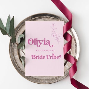 4 Card Designs, Join My Bride Tribe, Be My Bridesmaid, Be My Maid of Honour, Flower Girl, Bridal Party Proposal, Romantic Wedding Stationery