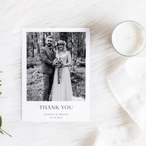 Minimalist, Wedding Thank You Card, Thank You Card, Personalised Thank You Card, Wedding Thank You Card with Photo, Folded Thank You Card