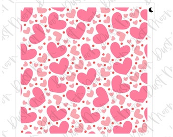 Hearts & dots 2022 pattern background - Mylar plastic cookie stencil