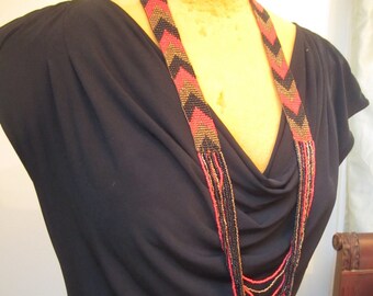 Black Sheath Dress By Calvin Klein. Classic Timeless,Draped Cowl Neck, Cap Sleeve, Ankle Length, Easy  Elegance, FREE Indian Beaded Necklace